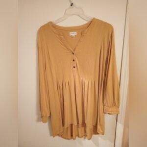 Yellow beige long sleeve tunic